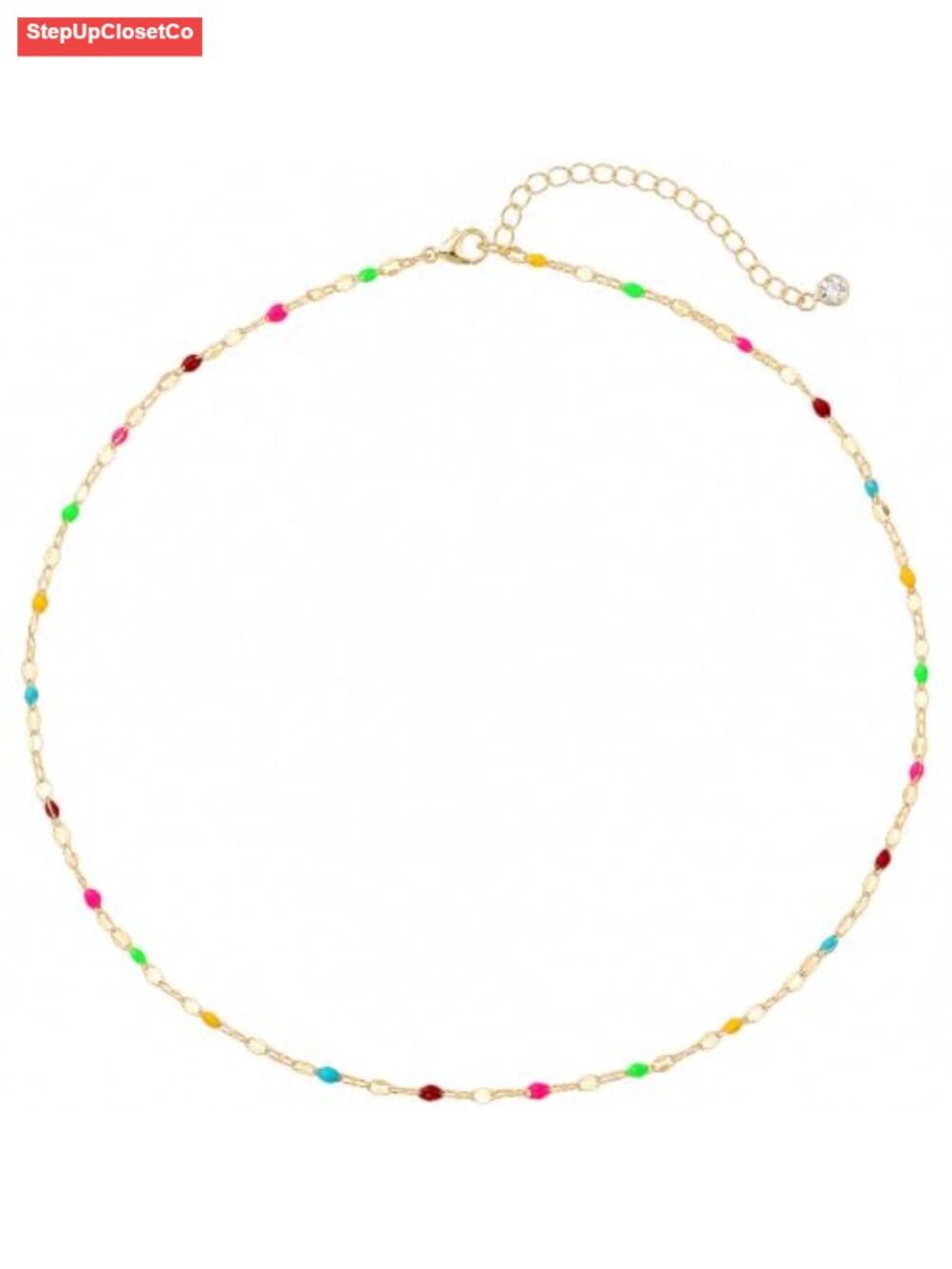 14K Gold Plated Colorful Beaded Choker Necklace for Women Adjustable